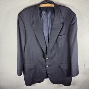 H. Freeman & Son 42 Navy Blue Sport Coat Blazer Jacket Solid 100% Wool